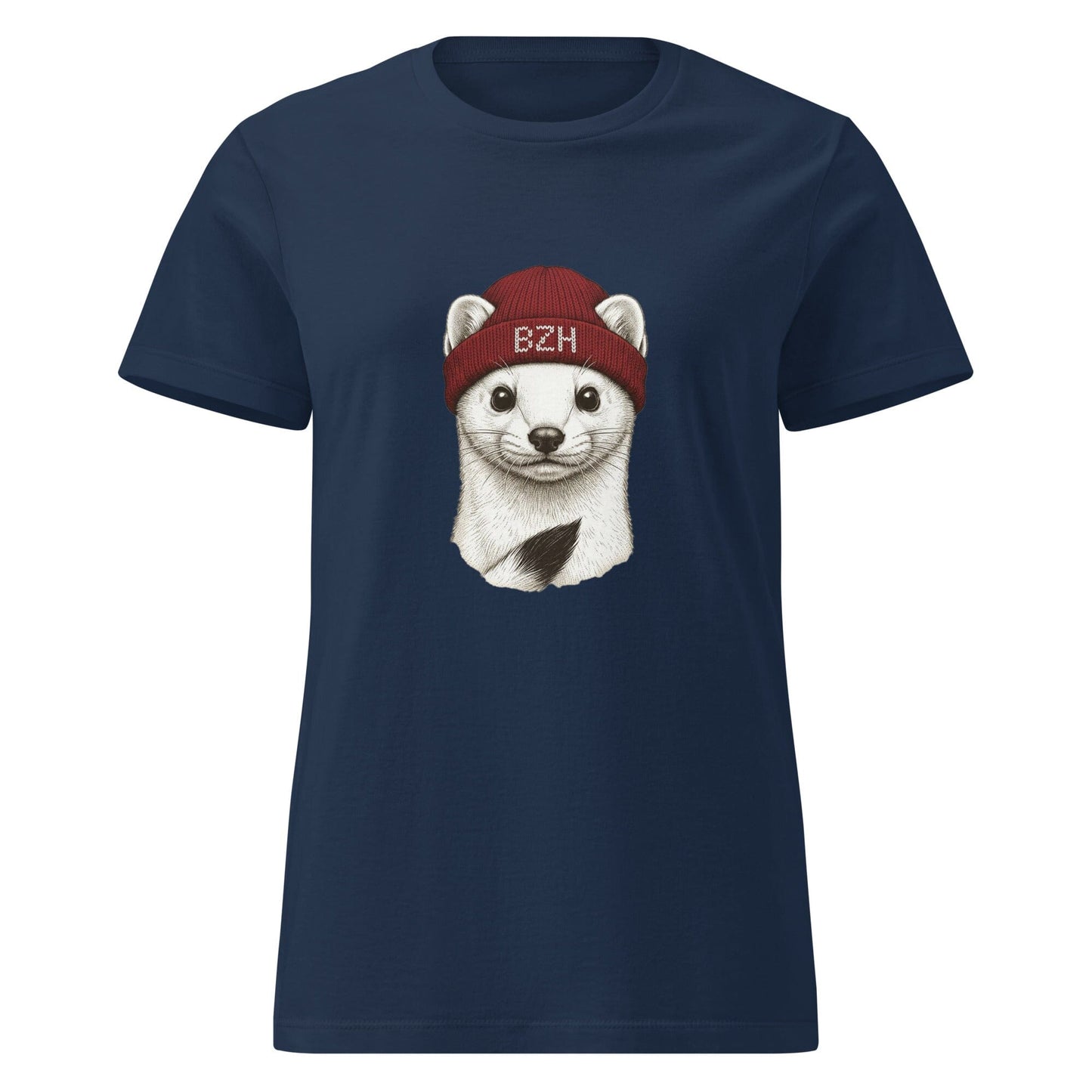 T-shirt femme Hermine BZH col rond t-shirt Bevet Breizh Bleu Marine S 