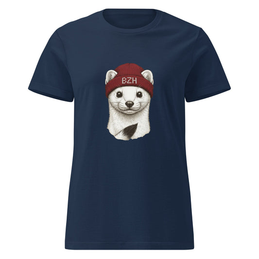 T-shirt femme Hermine BZH col rond t-shirt Bevet Breizh Bleu Marine S 