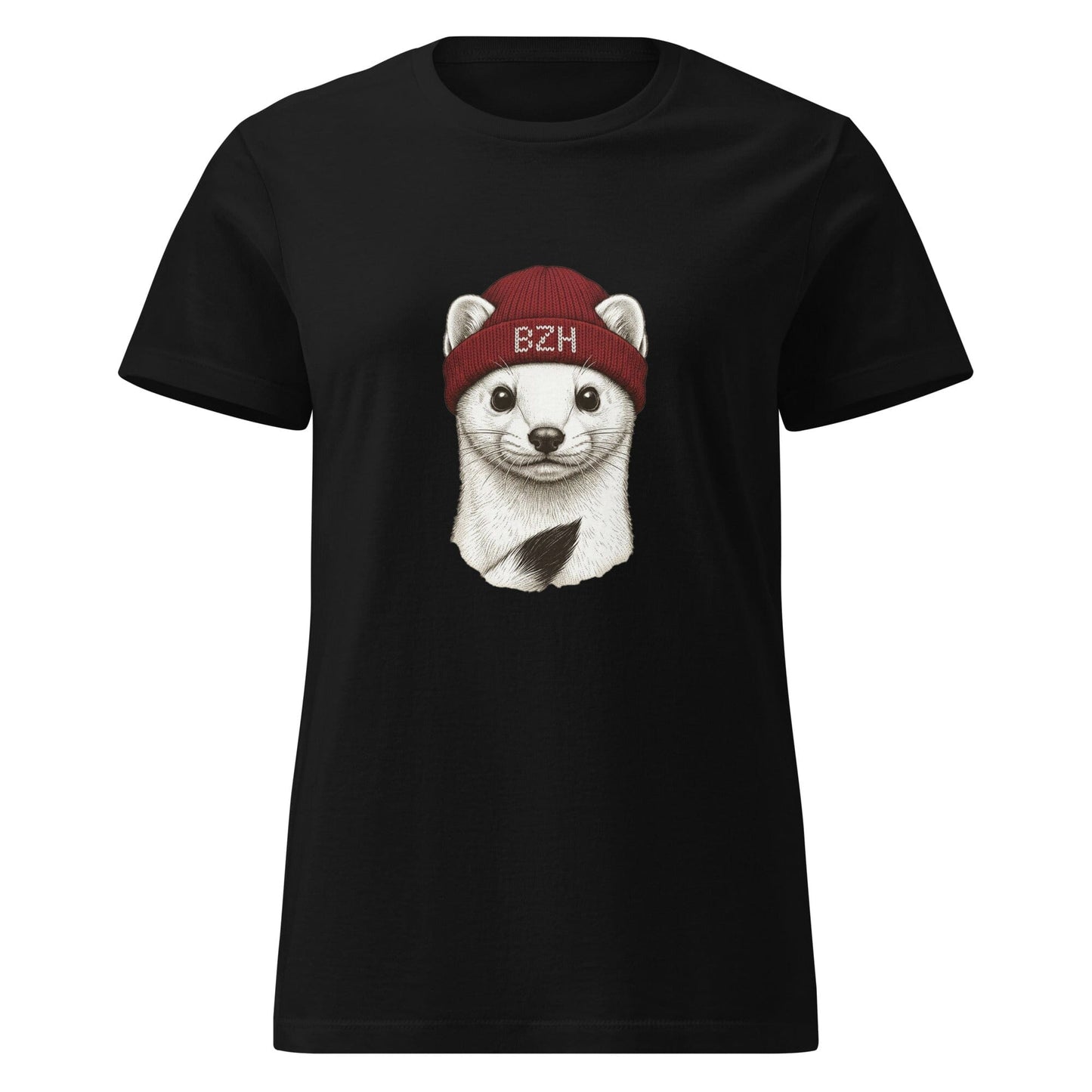 T-shirt femme Hermine BZH col rond t-shirt Bevet Breizh Noir S 