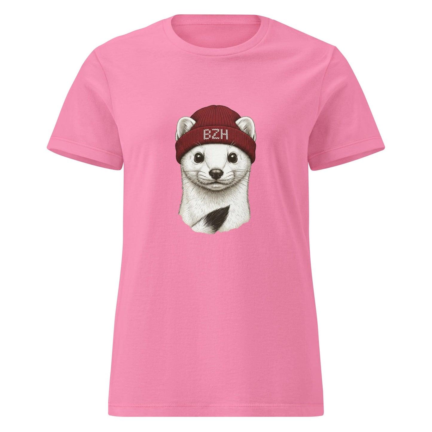 T-shirt femme Hermine BZH col rond t-shirt Bevet Breizh Rose S 