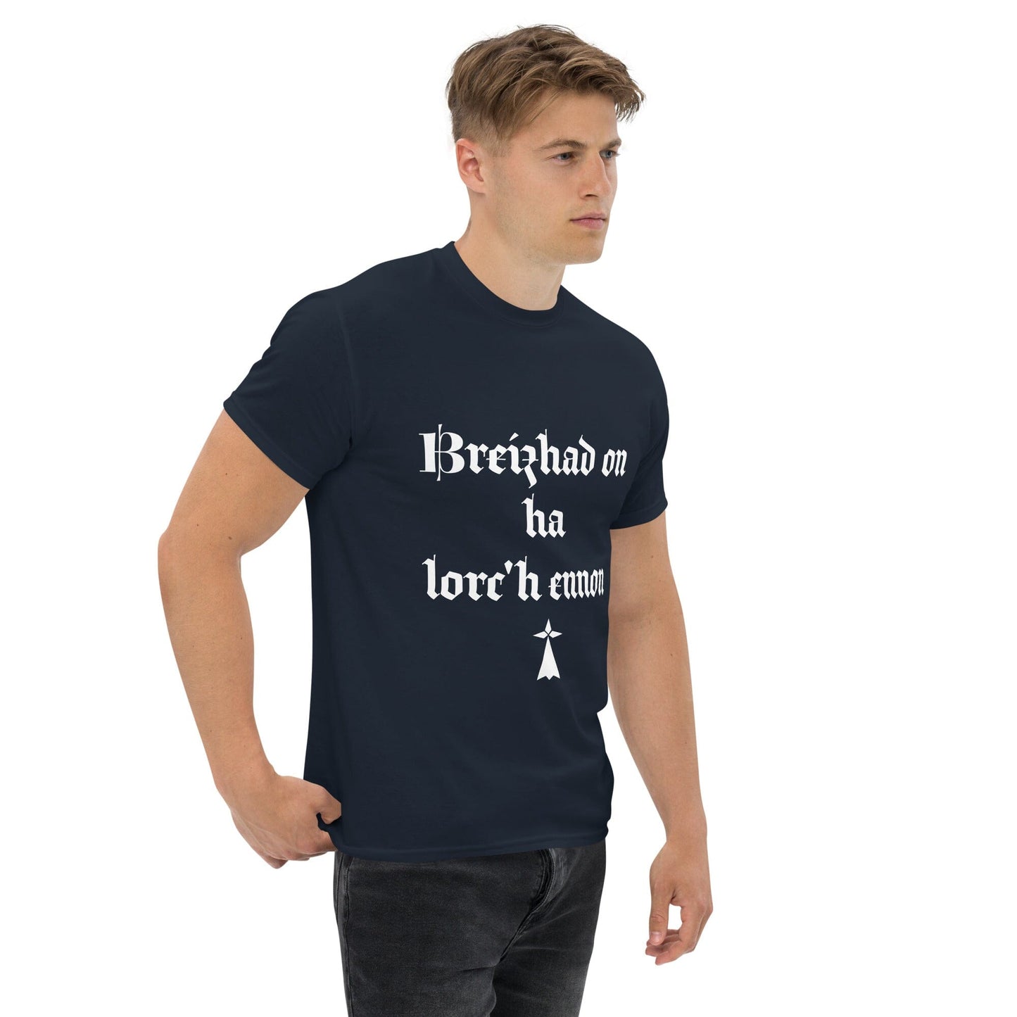 T-shirt homme Breizhad on ha lorc'h ennon Bevet Breizh Bleu Marine S 