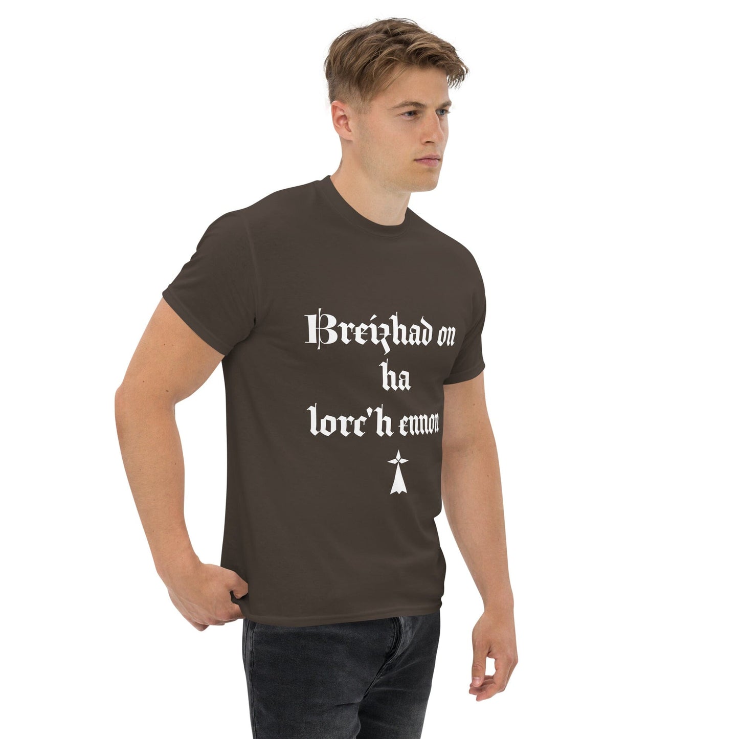 T-shirt homme Breizhad on ha lorc'h ennon Bevet Breizh Chocolat Noir S 