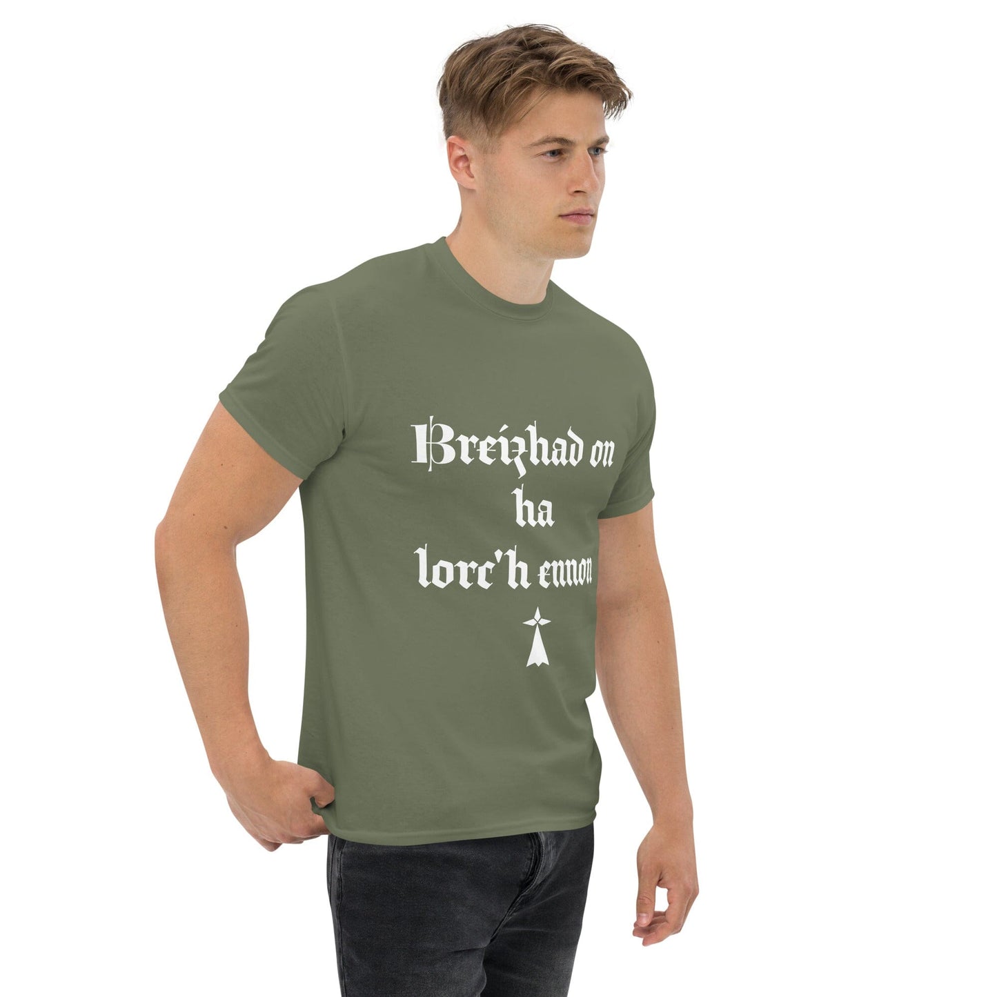 T-shirt homme Breizhad on ha lorc'h ennon Bevet Breizh Vert Militaire S 