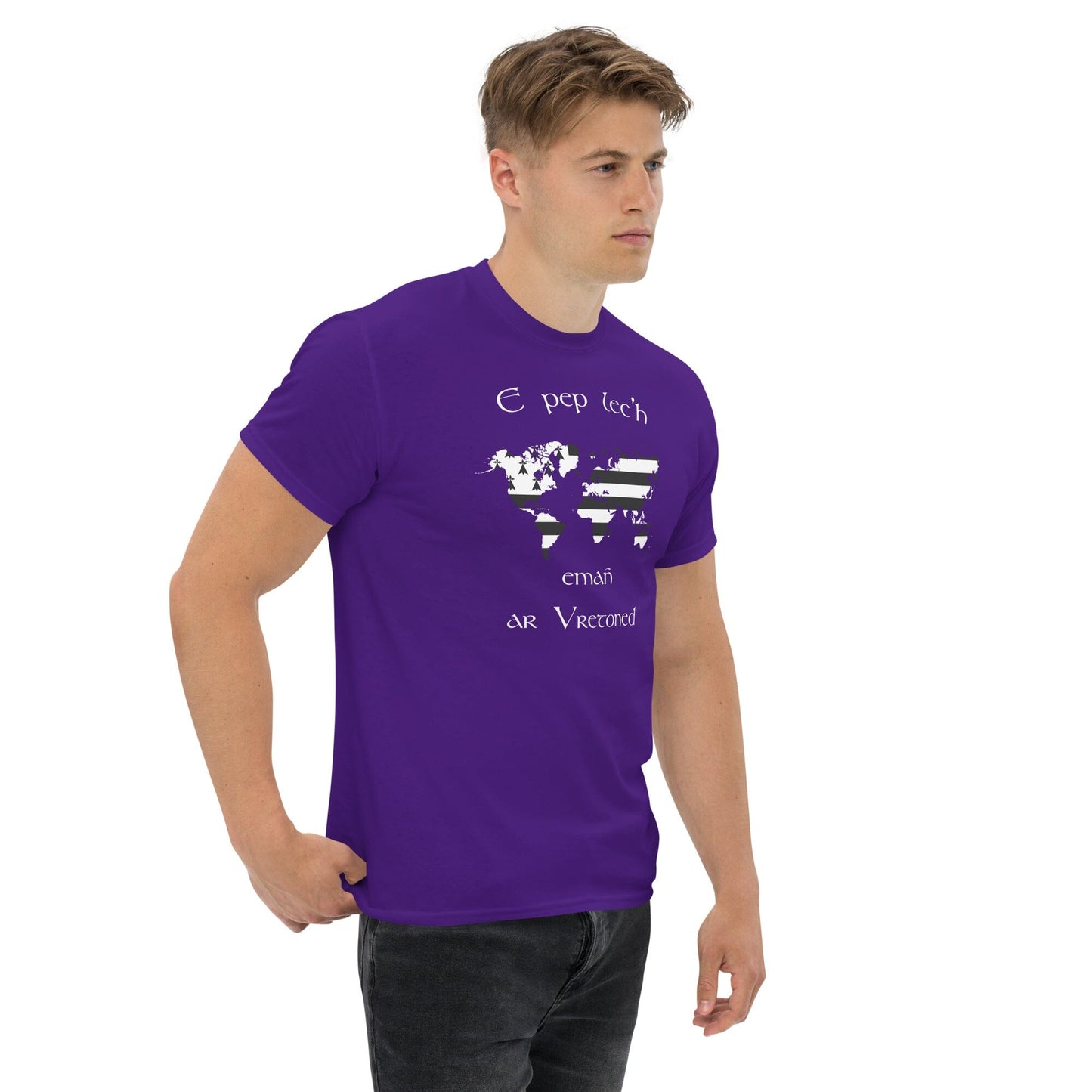 T-shirt homme E pep lec'h emañ ar Vretoned t-shirt Bevet Breizh Violet S 