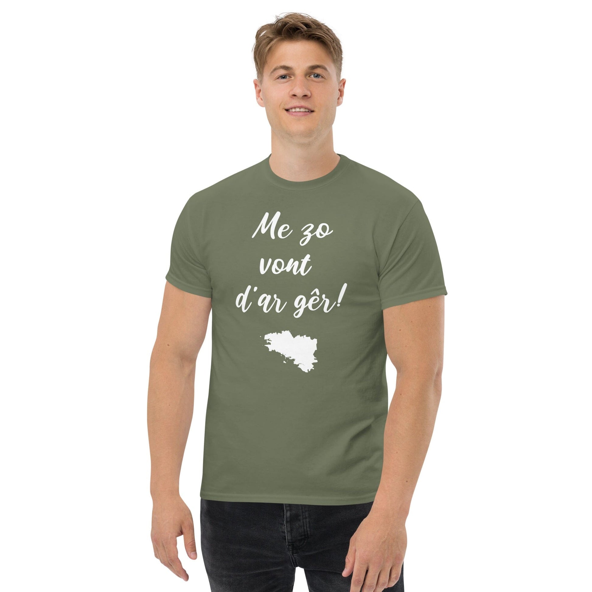 T-shirt homme Me zo vont d'ar gêr t-shirt Bevet Breizh Vert Militaire S 