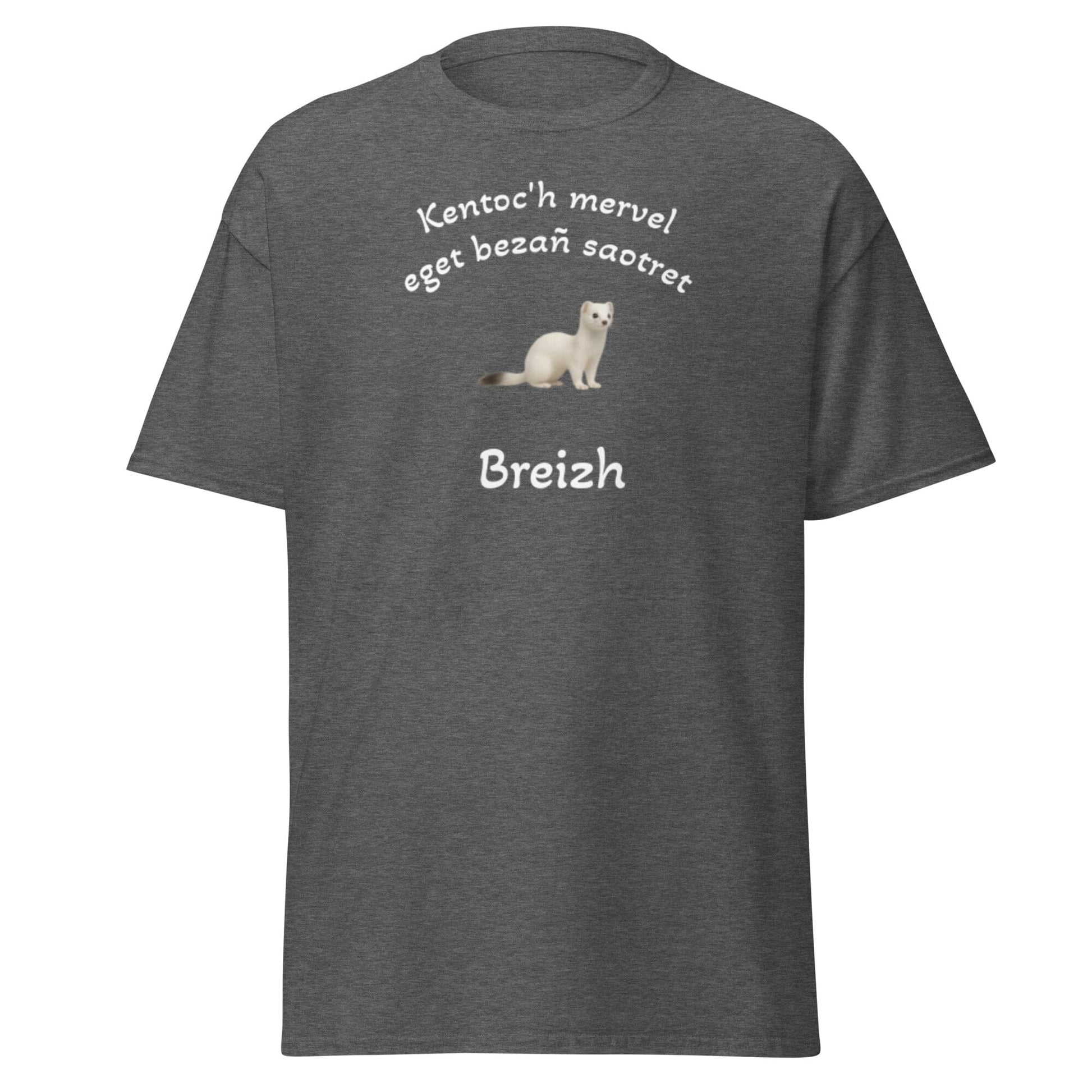 T-shirt Kentoc'h mervel eget bezañ saotret pour homme t-shirt Bevet Breizh Gris Foncé Chiné S 