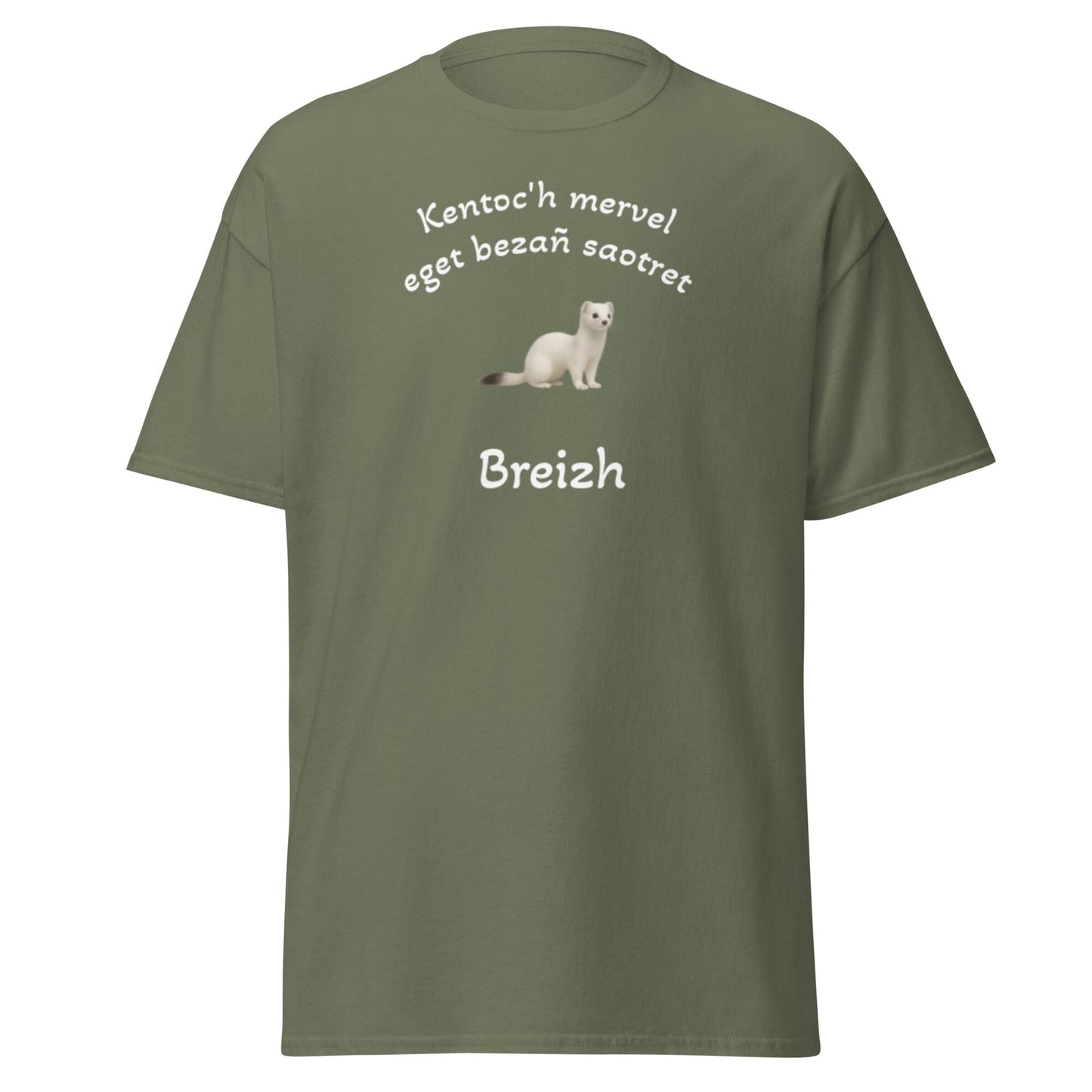 T-shirt Kentoc'h mervel eget bezañ saotret pour homme t-shirt Bevet Breizh Vert Militaire S 