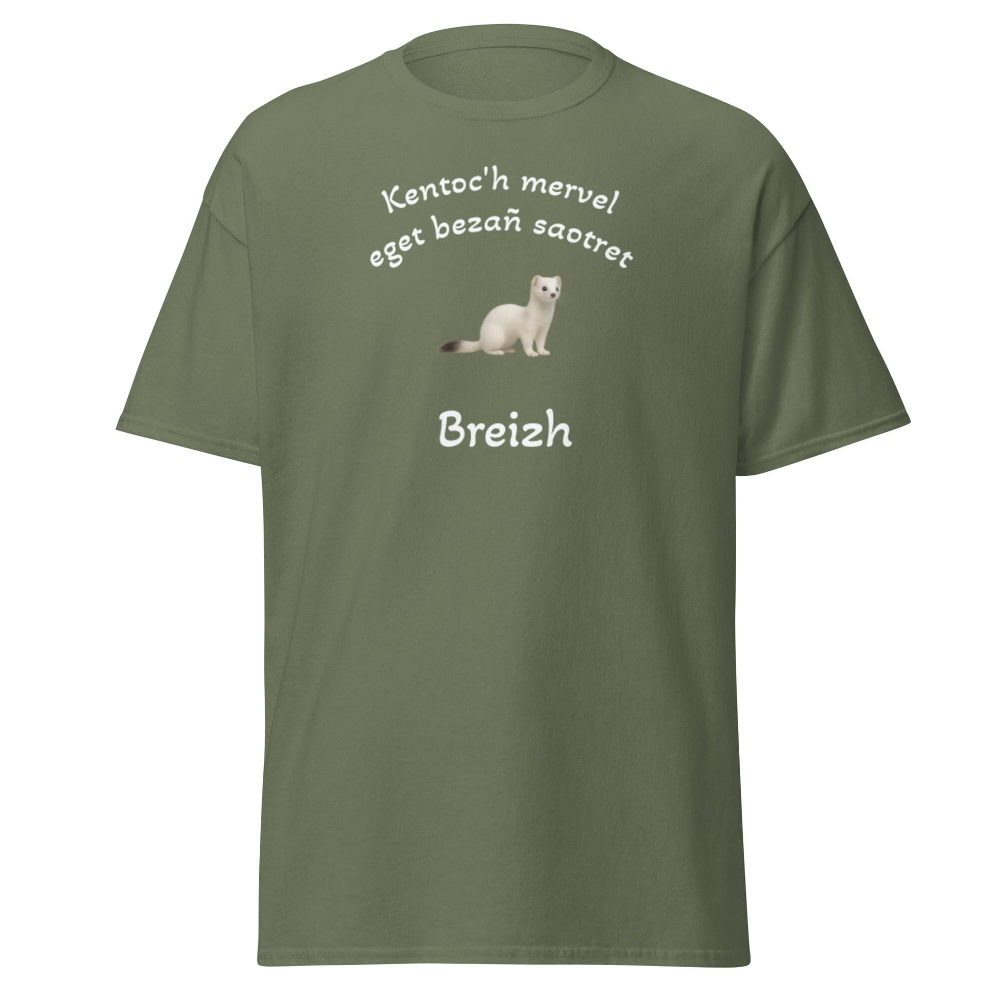 T-shirt Kentoc'h mervel eget bezañ saotret pour homme t-shirt Bevet Breizh Vert Militaire S 