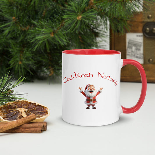 Tasse bretonne Tad-Kozh Nedeleg avec illustration du Père Noël – idée cadeau de Noël Bretagne – Bevet Breizh – Mug à offrir.
